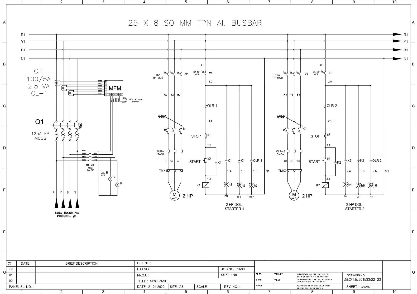 نقشه تابلو برق سه فاز ساده